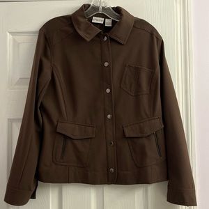Chico’s Chocolate Brown Lightweight Utility Jacket Size 1 (8-10 Medium)
